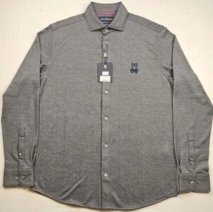 Psycho Bunny Shirt Mens Large 5 Elton Jacquard Buttondown Long Sleeve NWT Navy